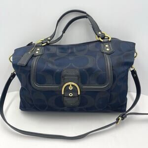 Coach Campbell Signature Metallic Navy Blue Izzy Large Satchel/Carryall F26241
